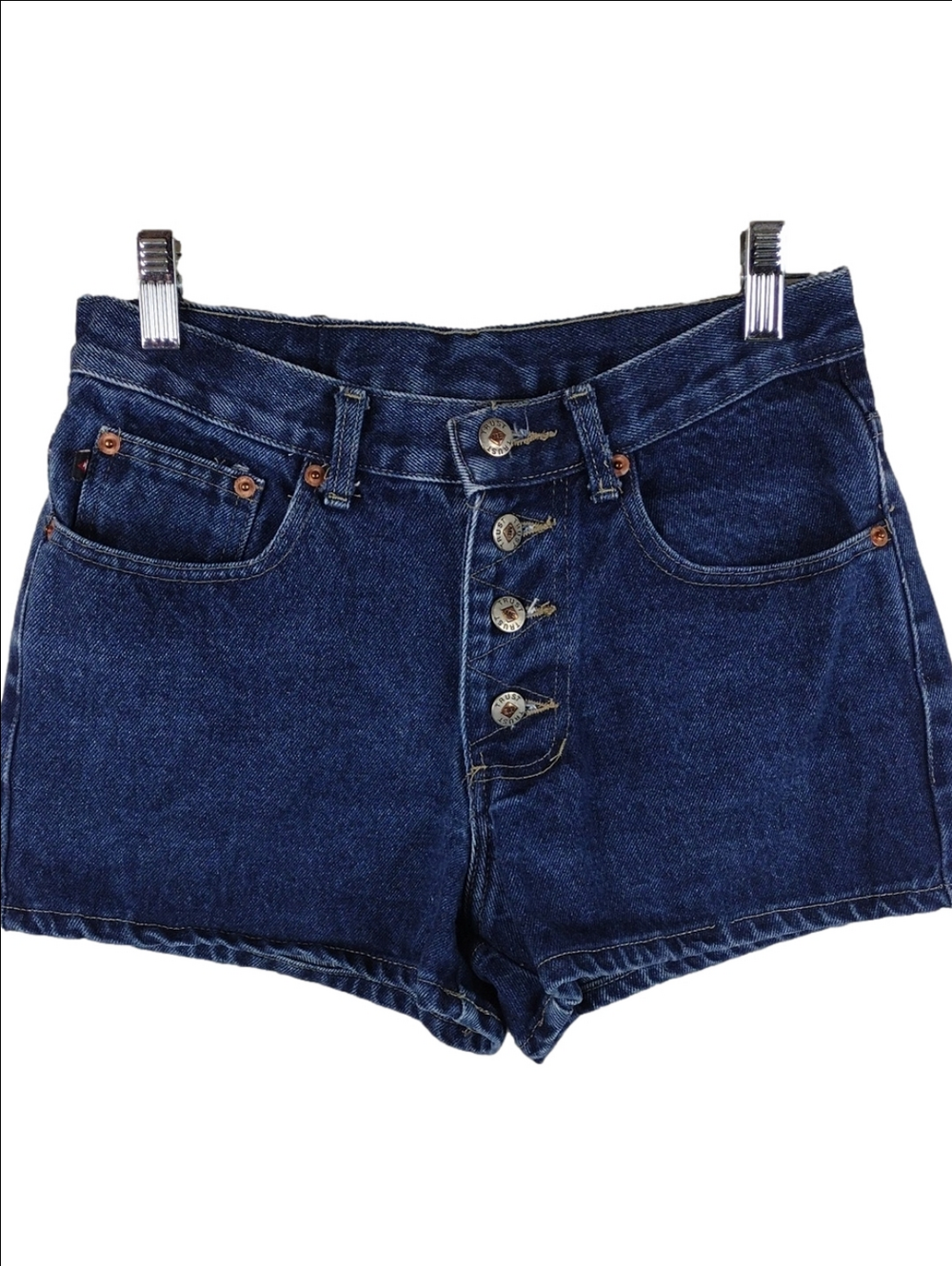 Trust Me 90's Y2K Blue Dark Wash Five Pocket Mid Rise Button Front Denim Short